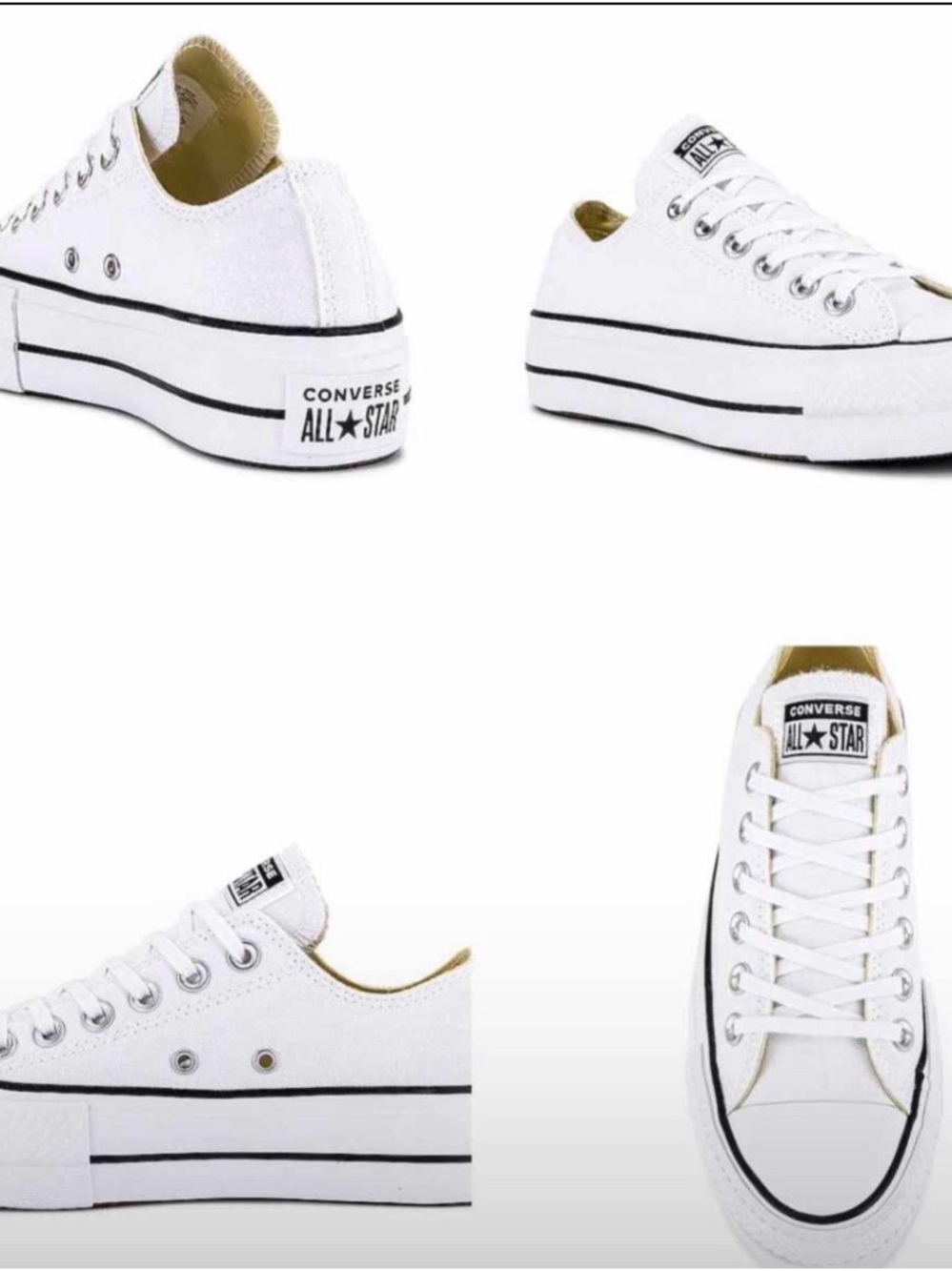 Converse White Low-Top Platform Sneakers with Black Trim
